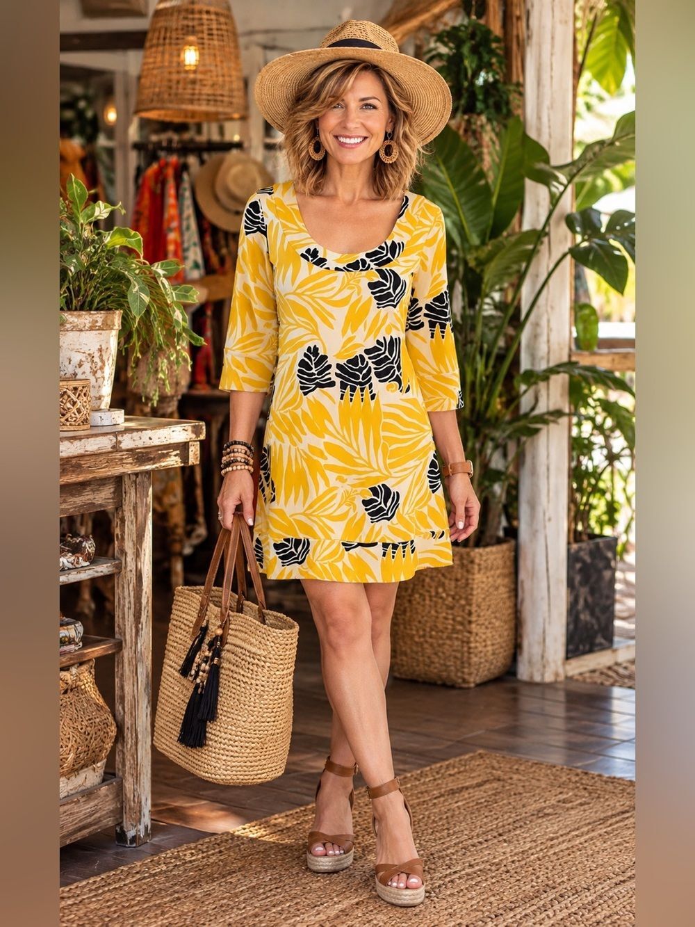 Diane Von Furstenberg Vintage Yellow Scoop Neck Floral Silk Dress Sz 0